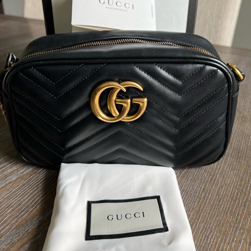Authentic Gucci Black Marmont Camera Bag